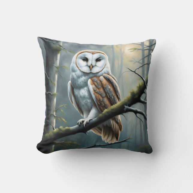 Barn Owl in the Forest Cushion (Front)