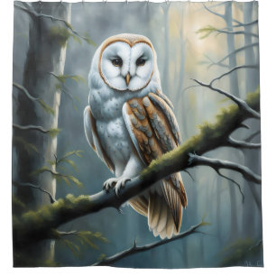 Barn Owl in the Forest Shower Curtain