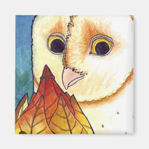 Barn Owl Leaf Lantern Magnet