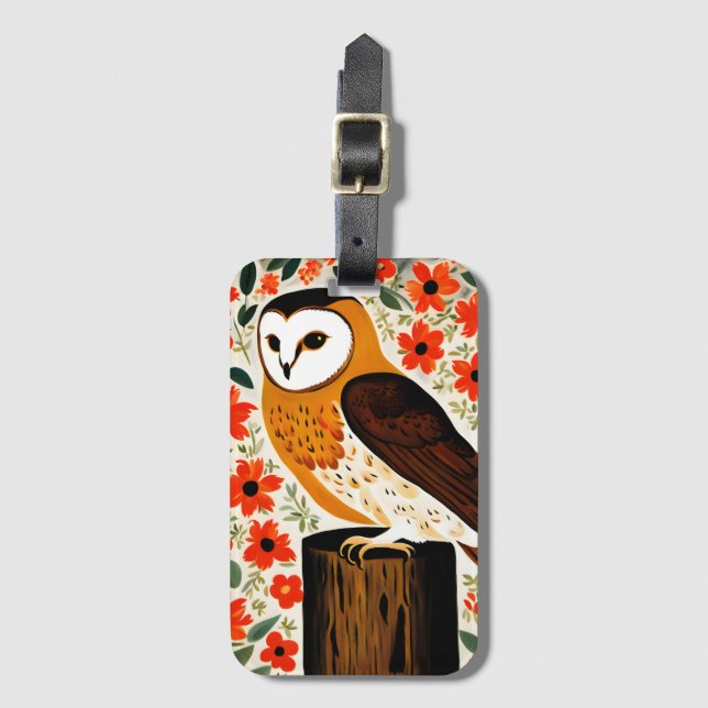 Barn Owl Luggage Tag (Front Vertical)