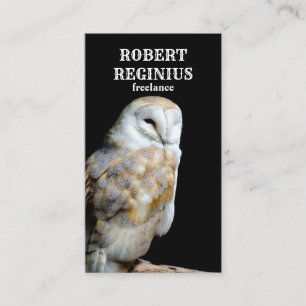 Barn Owl On The Black Background Business Card