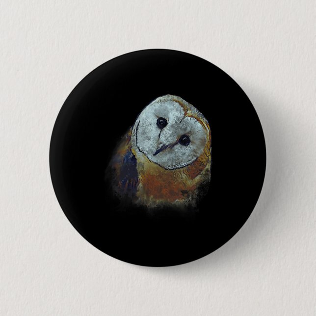 Barn Owl Painting Owl Art  6 Cm Round Badge (Front)