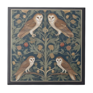 Barn Owl Pattern William Morris style Owls Tile