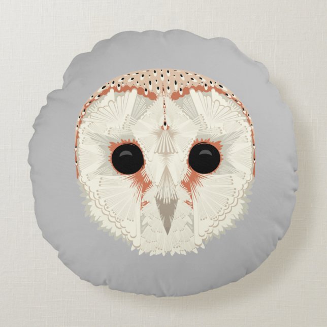 Barn Owl Round Throw Pillow (Front)