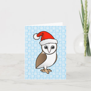 Barn Owl Santa Holiday Card