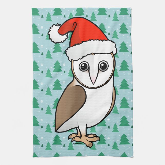 Barn Owl Santa Tea Towel (Vertical)