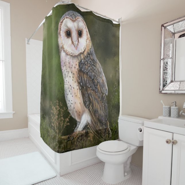 Barn Owl Shower Curtain - Painting (In Situ)