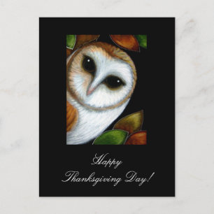 Barn Owl Thanksgiving  Postcard