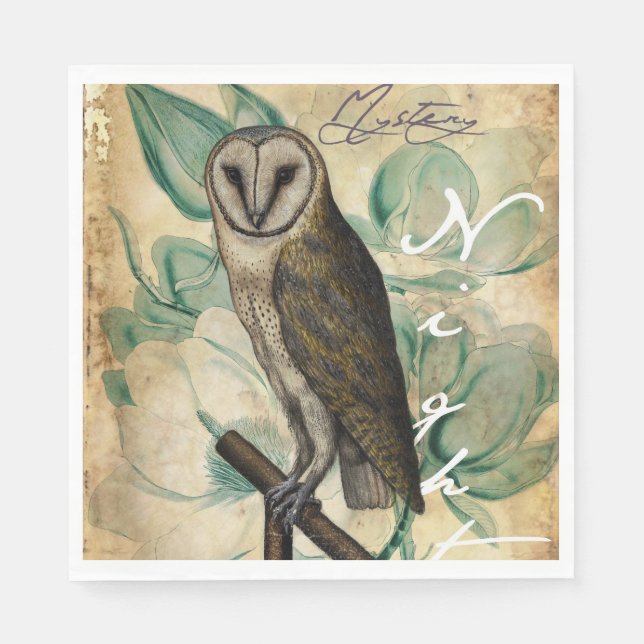Barn Owl Vintage Napkin (Front)