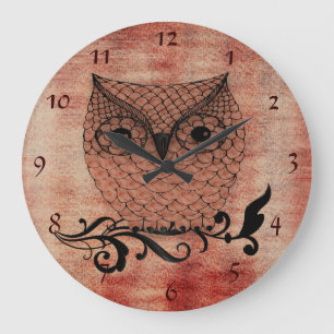 Barn Owl Whimsical Country Large Clock