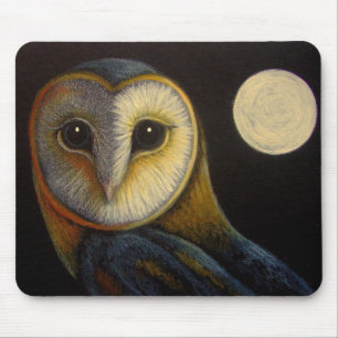 BARN OWL with FULLMOON MOUSE PAD