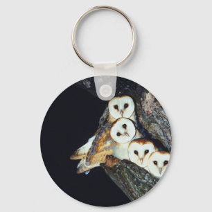 Barn Owls in a Tree Key Ring