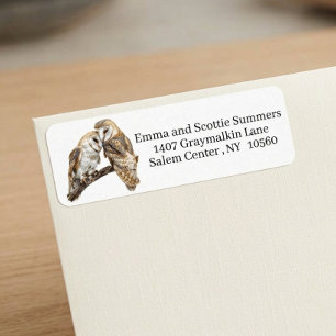 Barn Owls Watercolor Return Address