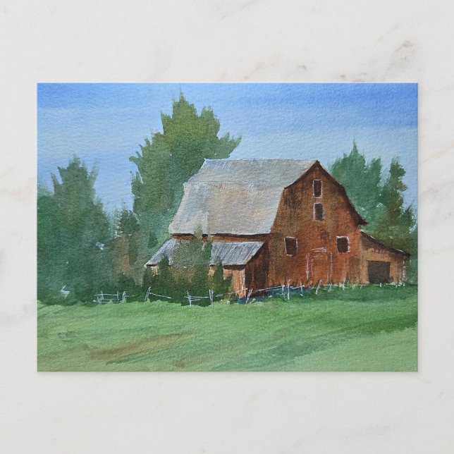 Barn Painting Watercolor  Postcard (Front)