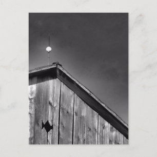Barn Peak Against the Sky in Black & White Postcard
