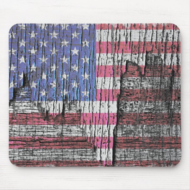 Barn Peeling Painted Patriotic American Flag Mouse Mat (Front)