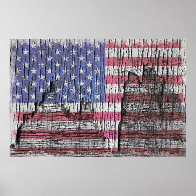 Barn Peeling Painted Patriotic American Flag Poster (Front)