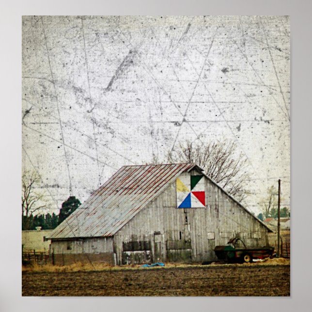 Barn Quilt Grunge Poster (Front)