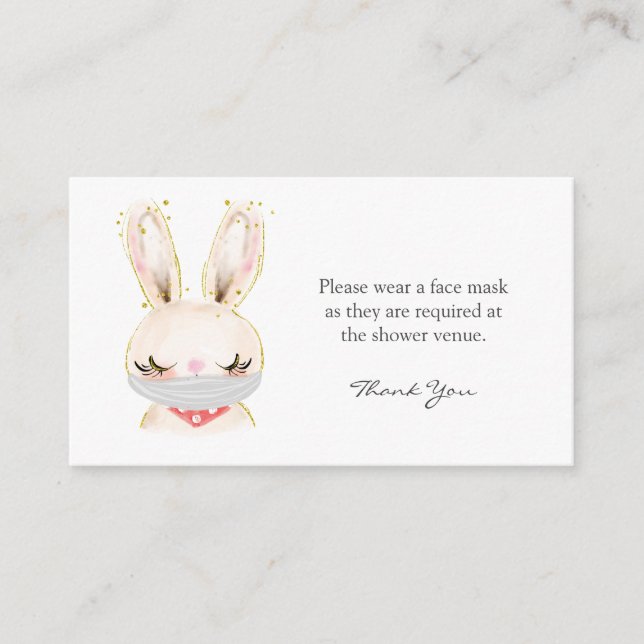 Barn Rabbit Face Mask Request Baby Shower Enclosure Card (Front)