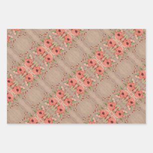 Barn Red and Coral Gift Wrap