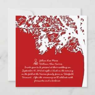 Barn Red Fall Tree Fun and Unique Wedding Invitation
