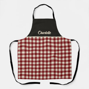 Barn Red Farmhouse Christmas Gingham Apron