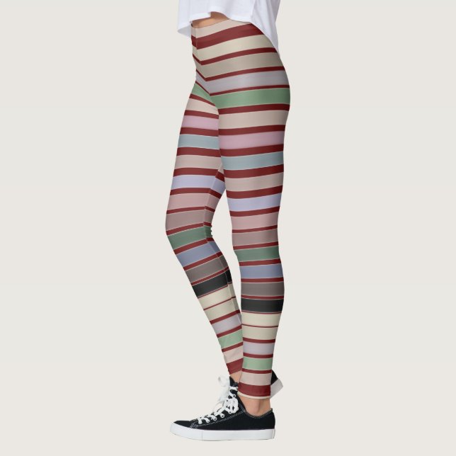 Barn Red Leggings With Bold Stripe (Left)