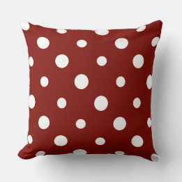Barn Red With White Dots Cushion