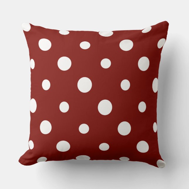 Barn Red With White Dots Cushion (Front)