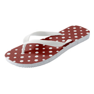 Barn Red With White Dots Flip Flops