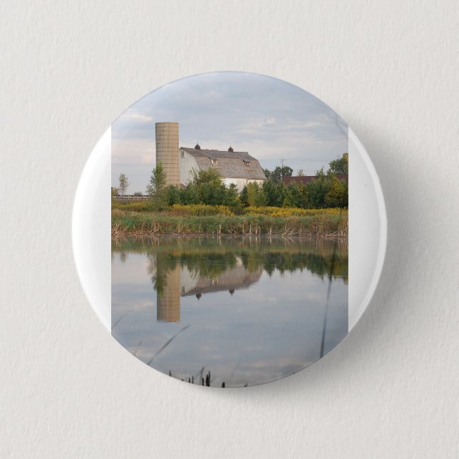 Barn Reeflected in the Water 6 Cm Round Badge (Front)