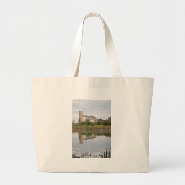 Barn Reeflected in the Water Large Tote Bag (Front)