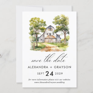 Barn Save the Date, Rustic Farmhouse Photo  Invitation