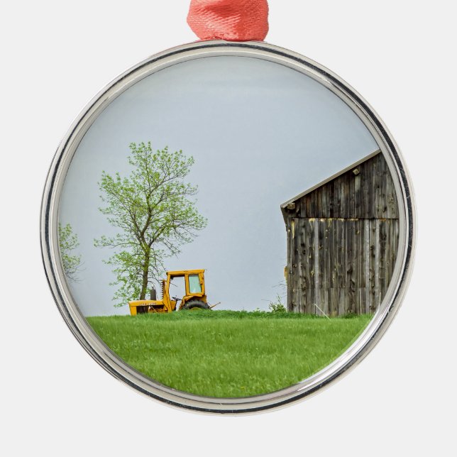 Barn Scene With Tractor Metal Tree Decoration (Front)