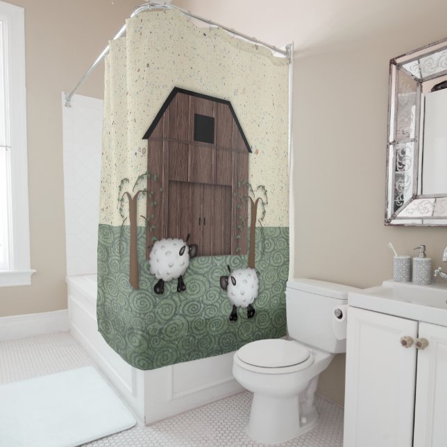 Barn Sheep Shower Curtain (In Situ)