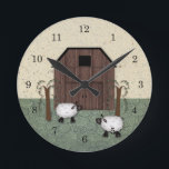 Barn Sheep  Wall Clock<br><div class="desc">This Barn Sheep Wall Clock features my mouse drawn art and is perfect for your primitive or country decor.</div>