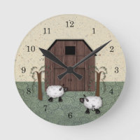 Barn Sheep Wall Clock