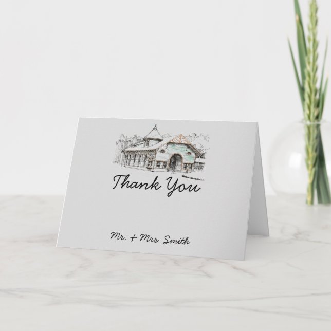 Barn Sketch Country Thank You card (Front)