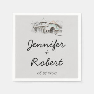 Barn Sketch Wedding Napkin