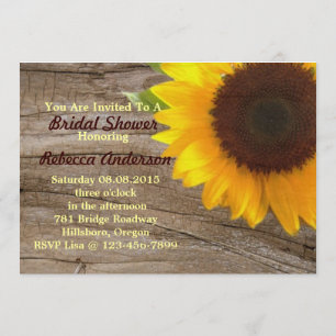 barn sunflower country bridal shower tea party invitation
