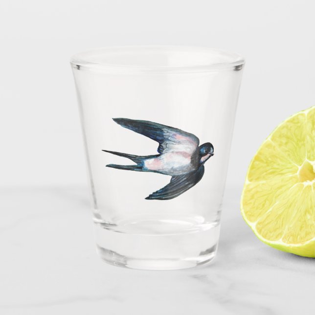 Barn Swallow Flying Illustration Shot Glass (Front)