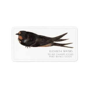 BARN SWALLOW ILLUSTRATION ADDRESS LABELS