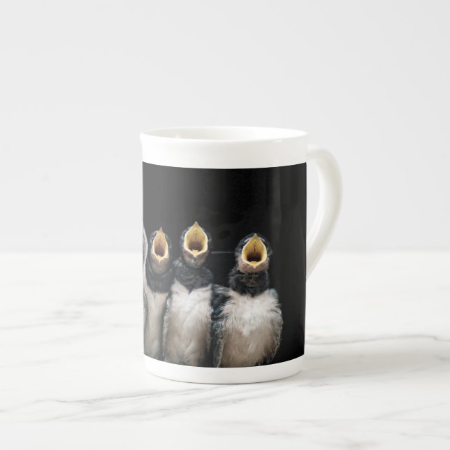 Barn Swallow Singing Bone China Mug (Front Right)