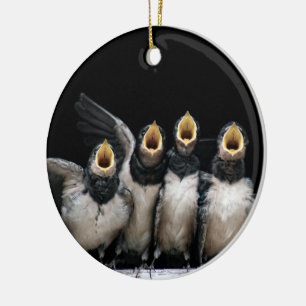 Barn Swallow Singing Ceramic Tree Decoration