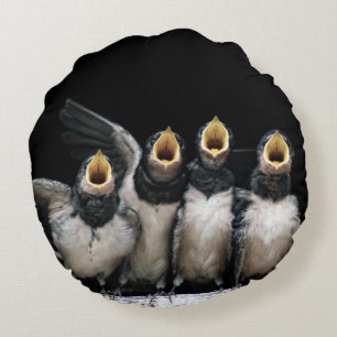 Barn Swallow Singing Round Cushion
