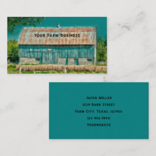 Barn Teal Vintage Country Rustic Farm Business Card