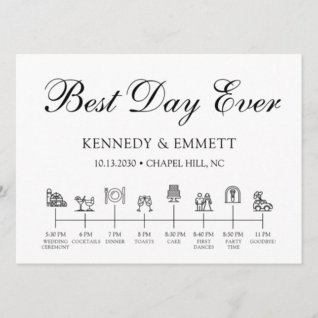 Barn Wedding Day Timeline Program Programme (Front)