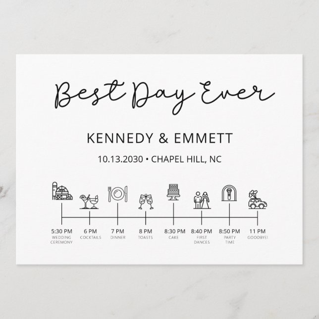 Barn Wedding Day Timeline Program Programme (Front)