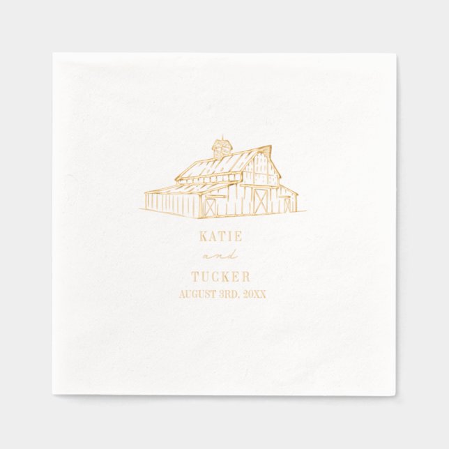 Barn Wedding Foil Napkins (Front)