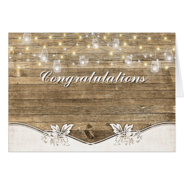 Barn Wedding Lights On Wood (Front Horizontal)